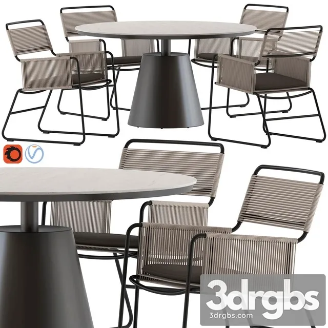 Coco Republic Milan Chair and Polo Table 3D Model Free