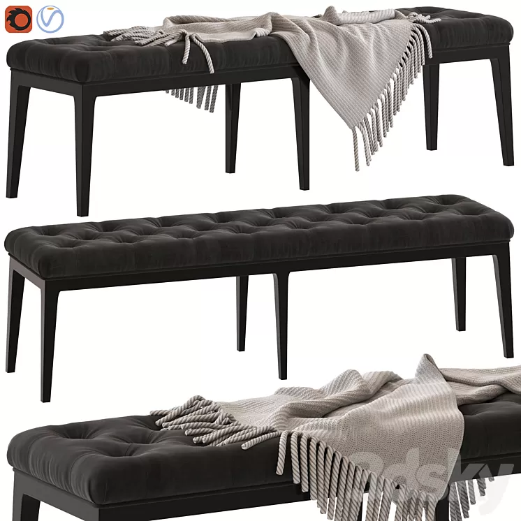 Coco Republic Piccadilly Tufted Bench 3D Model