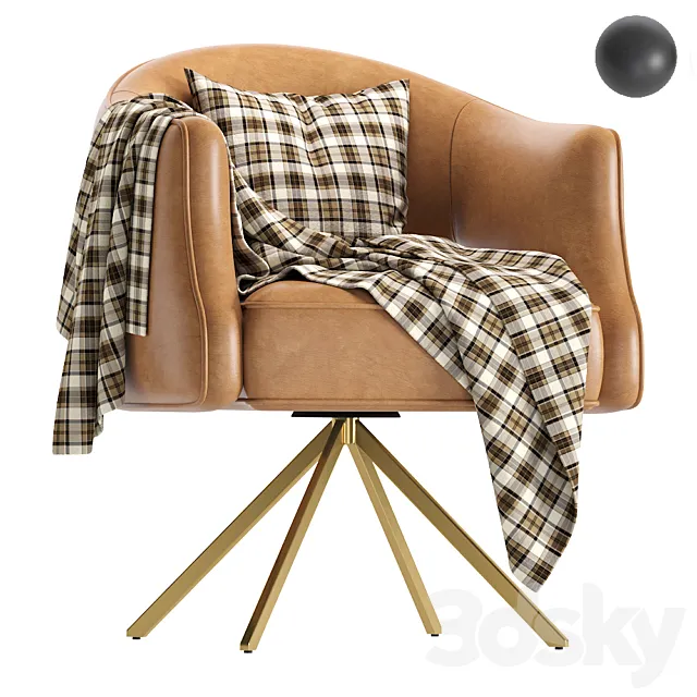 Coco Republic Terrace Desk Chair Leather 3D Model