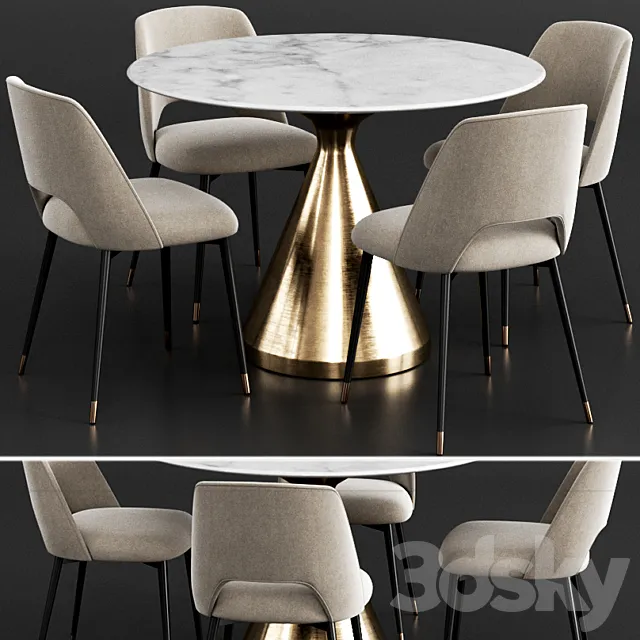 Coco Republic & West Elm  Dinning Set 3D Model