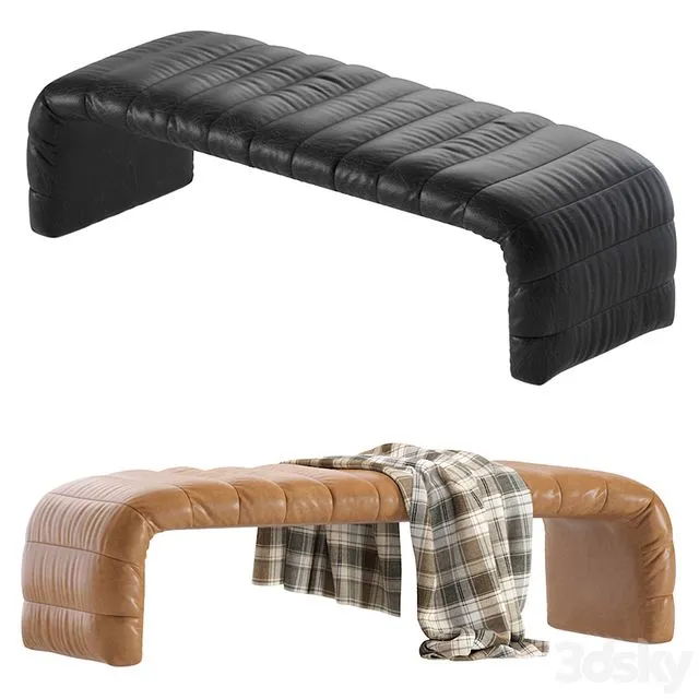 Coco Republic Westwood Bench Leather 2 Colors Version 3D Model