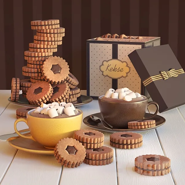 Cocoa and cookies 3D Model