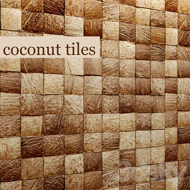 Coconut tiles. panel. eco style. nature decor. wall decor 3DModel