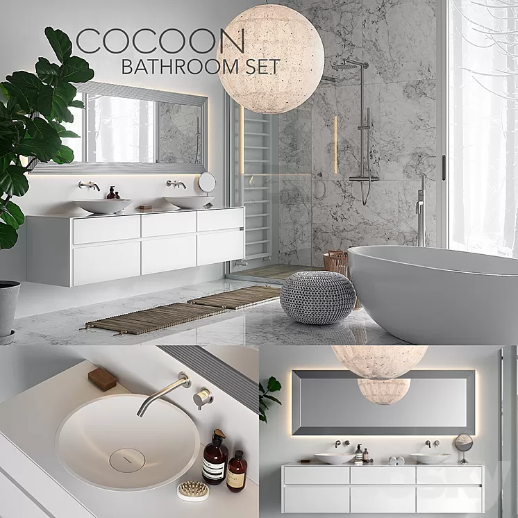 COCOON Bathroom Set (corona PBR vray GGX) 3D Model