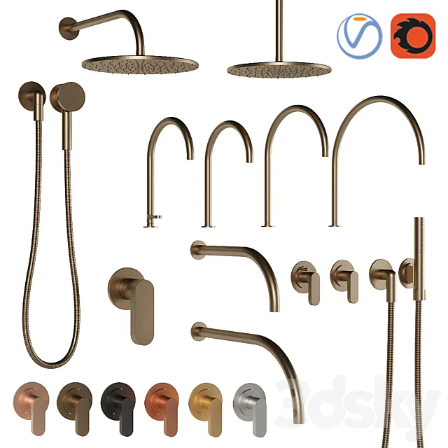 Cocoon faucet and shower - John Pawson collection 3D Model