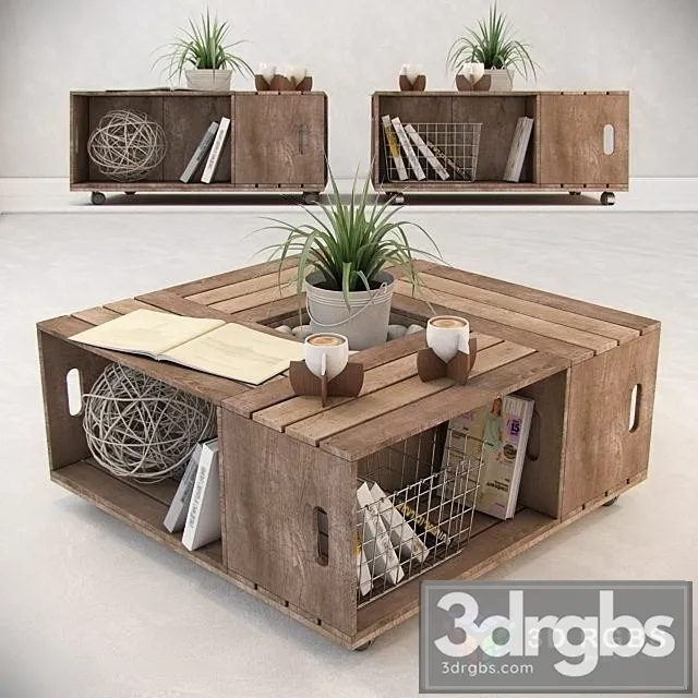 Coffe Table With Decor 3D Model Free