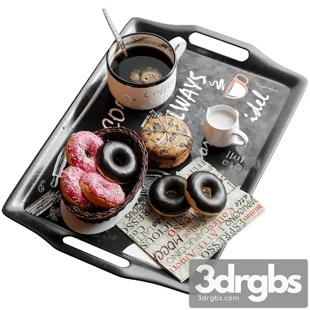 Coffee and Cake Set  3D Model Free