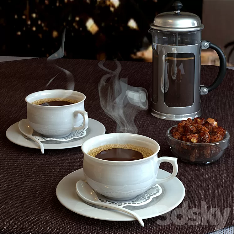 Coffee and coffee maker 3D Model