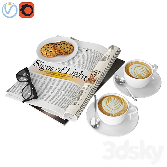 Coffee and magazine 3DModel