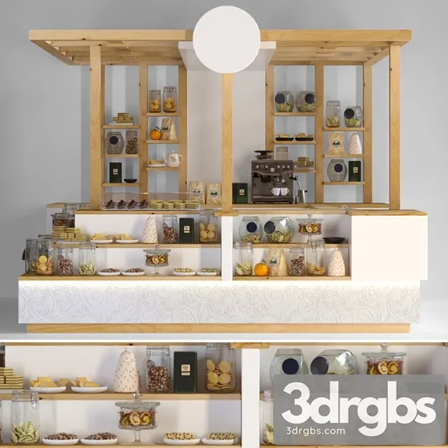 Coffee point design in a supermarket 3D Model Free