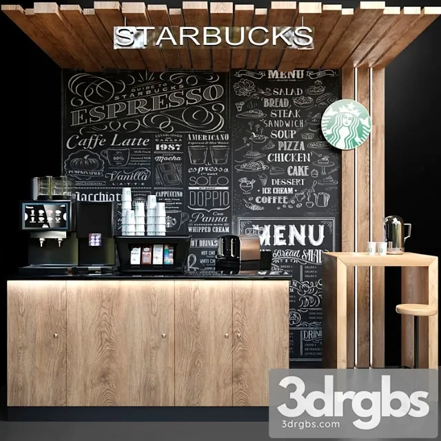Coffee point starbucks cafe 3D Model Download