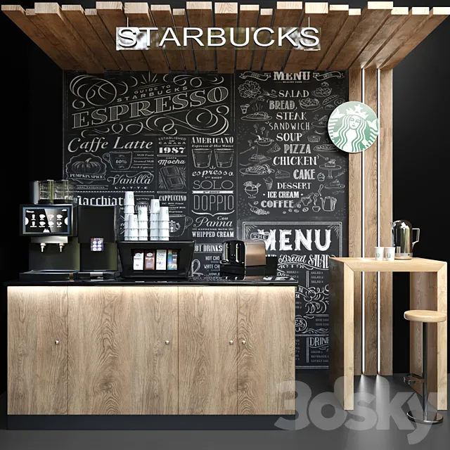 Coffee point Starbucks. Cafe 3D Model
