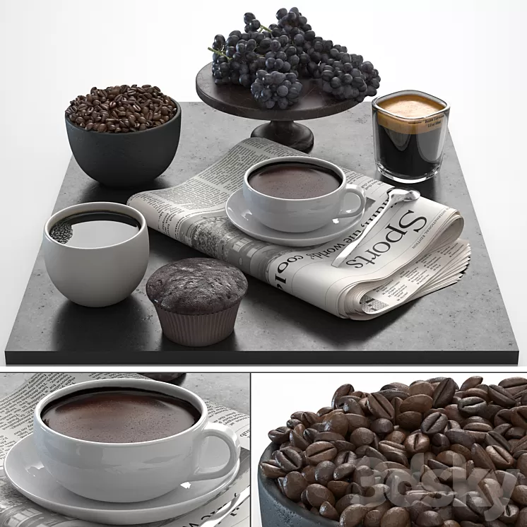 coffee set 3D Model Free