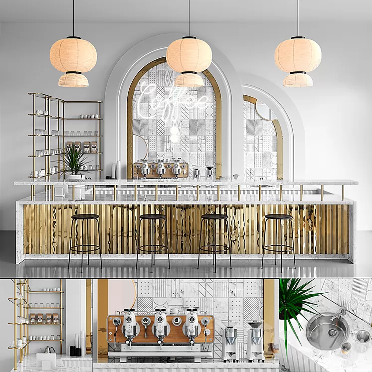 COFFEE SHOP 2 (vray GGX corona PBR) 3D Model