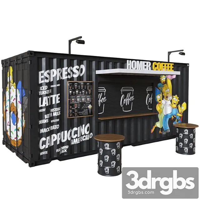 Coffee shop container 3D Model Free