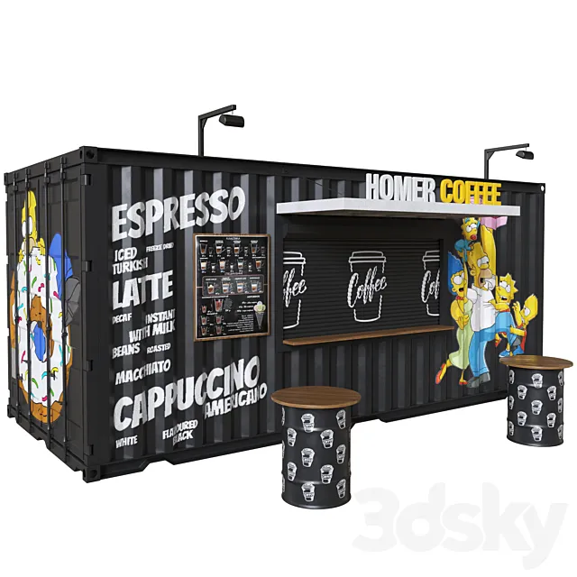 Coffee shop container 3D Model