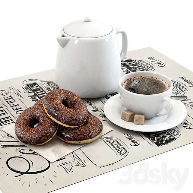 Coffee shop | Donuts set 01 3DModel