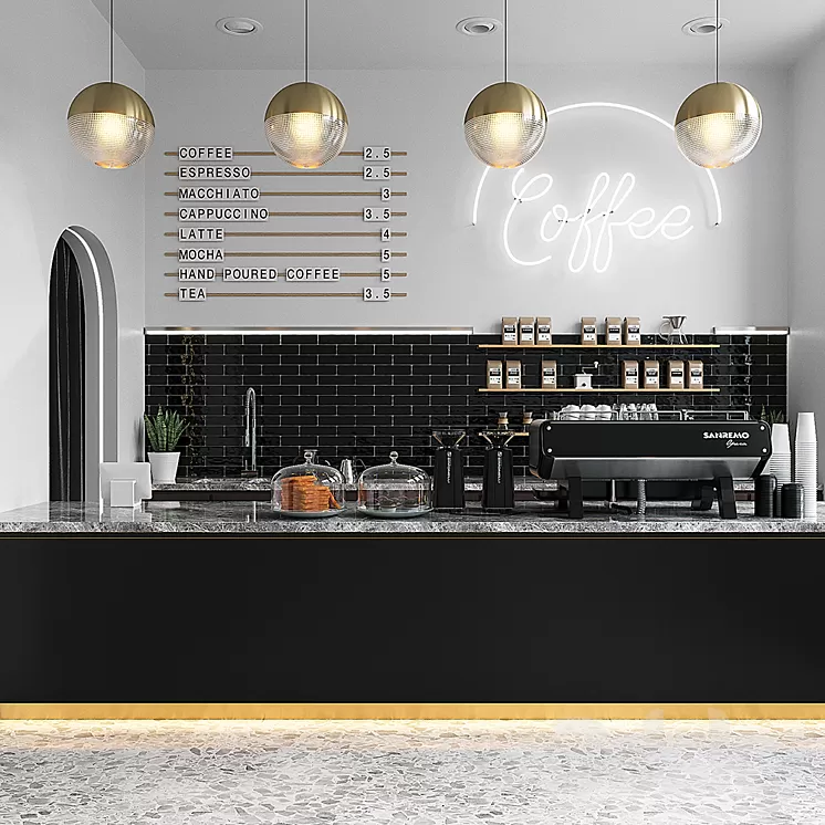 COFFEE SHOP (vray GGX corona PBR) 3D Model