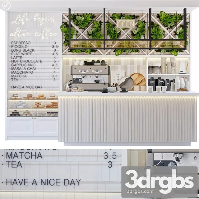 Coffee Shop With Bar 3D Model Free