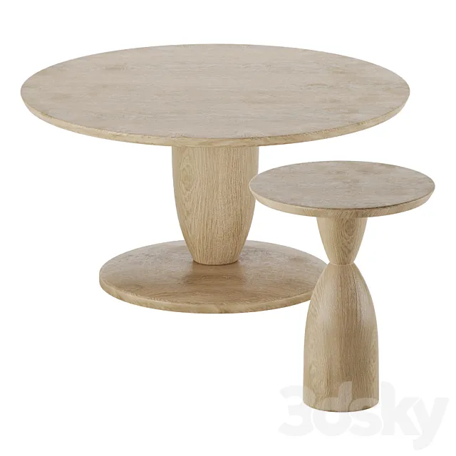 Coffee Side Table West Elm 2 3D Model