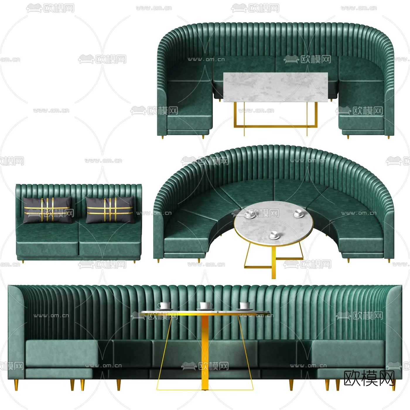 Coffee Table and Armchair Sets - 3D Models - Cafe Interior 3D Scenes - 002 - VRAY Render