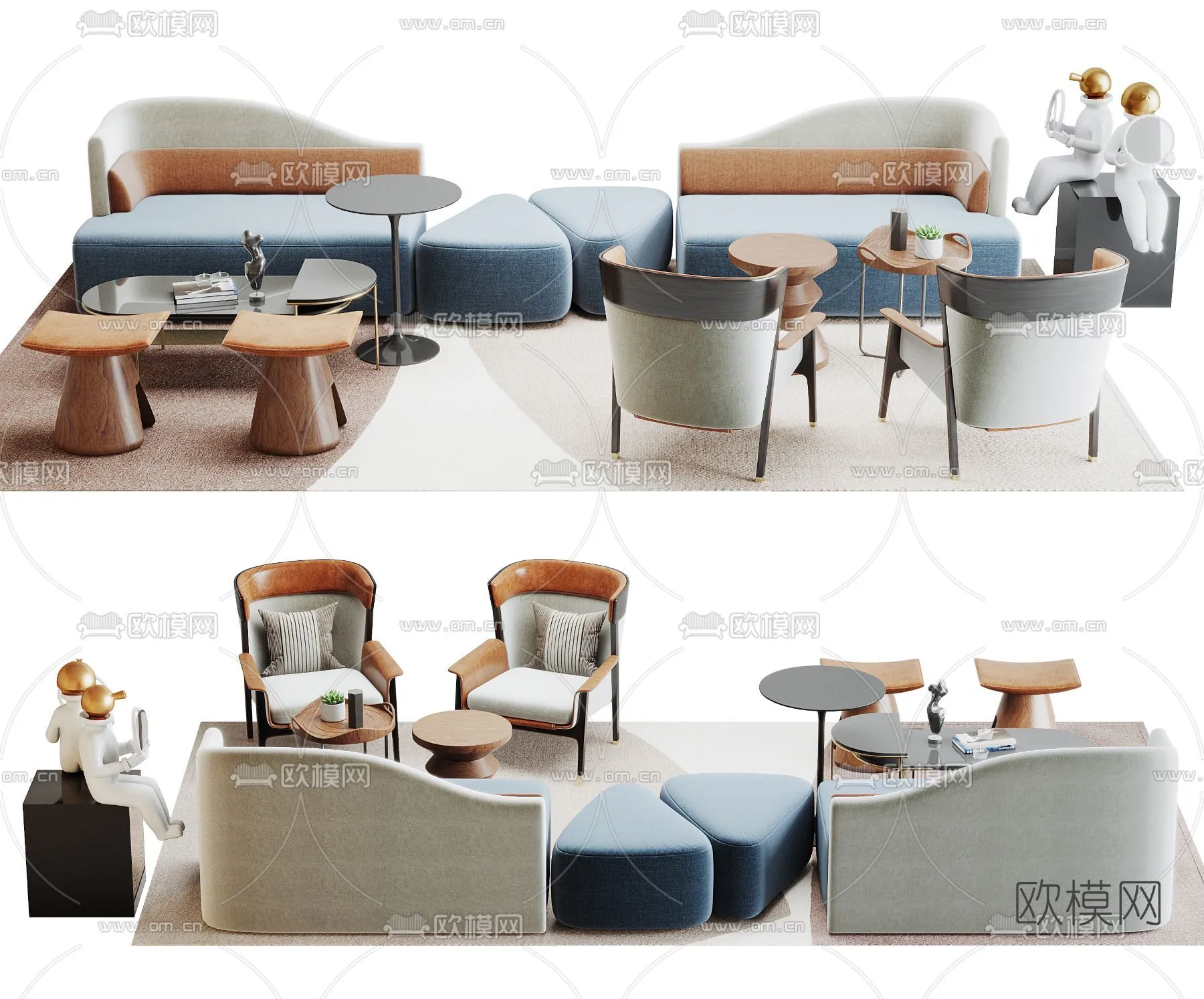 Coffee Table and Armchair Sets - 3D Models - Cafe Interior 3D Scenes - 006 - VRAY Render