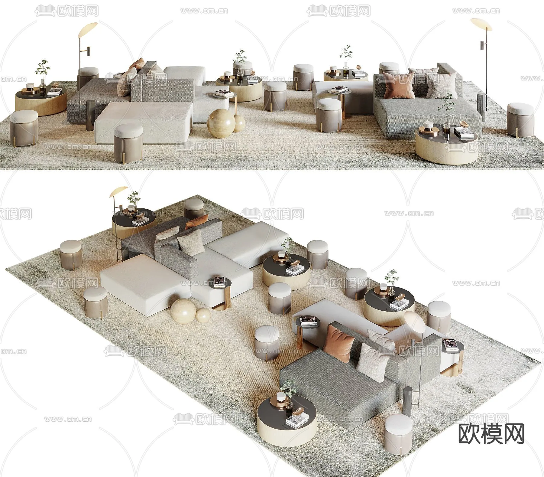 Coffee Table and Armchair Sets - 3D Models - Cafe Interior 3D Scenes - 007 - VRAY Render