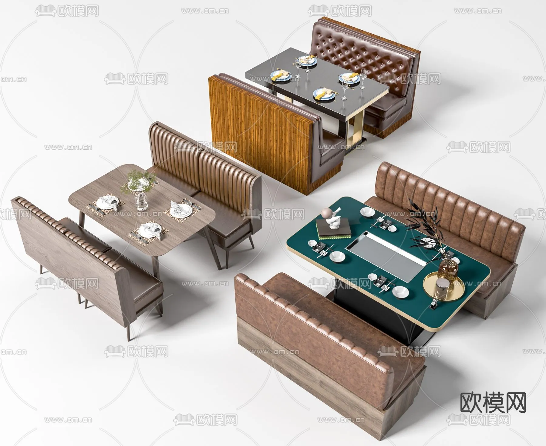 Coffee Table and Armchair Sets - 3D Models - Cafe Interior 3D Scenes - 011 - VRAY Render