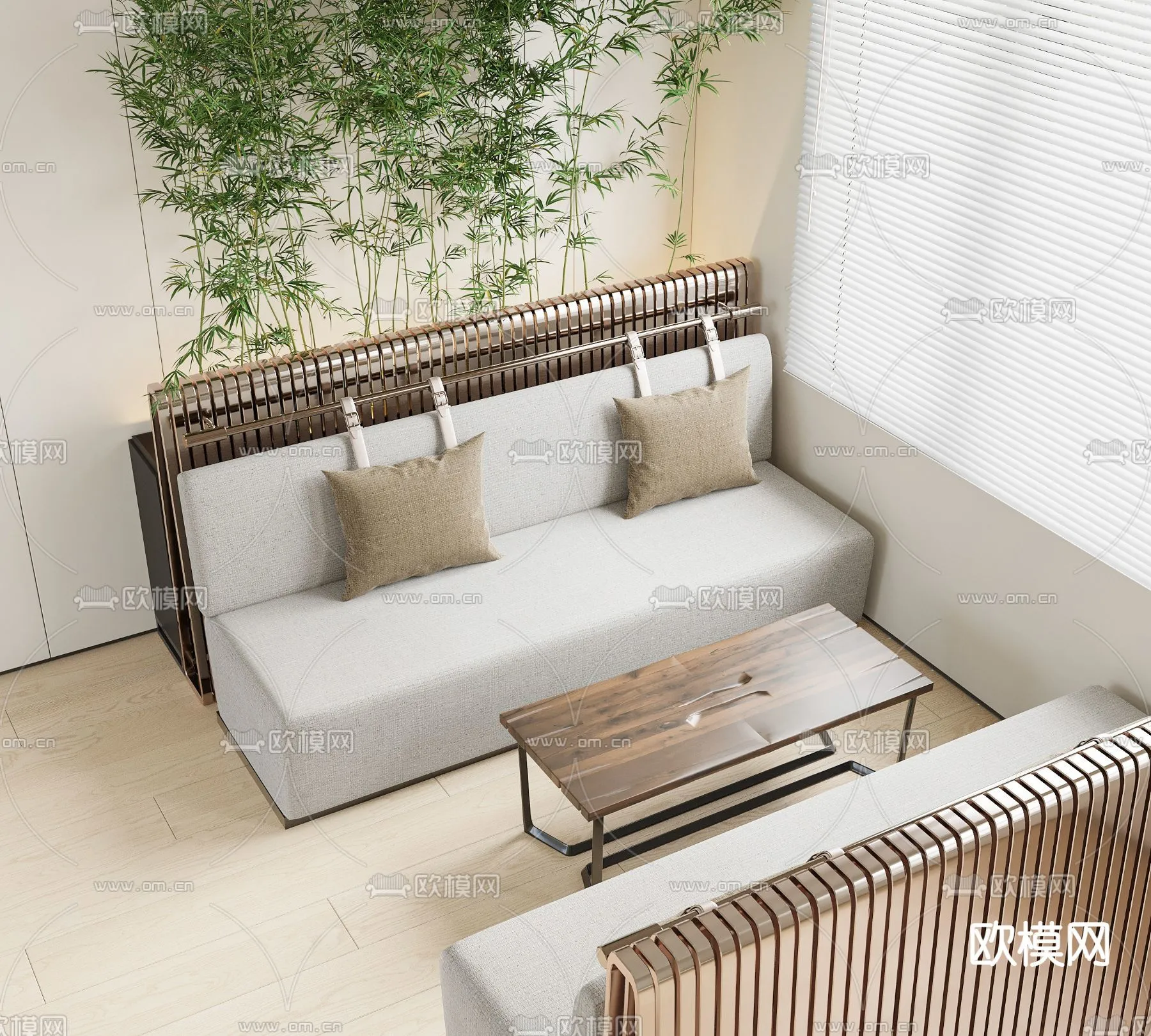 Coffee Table and Armchair Sets - 3D Models - Cafe Interior 3D Scenes - 012 - VRAY Render