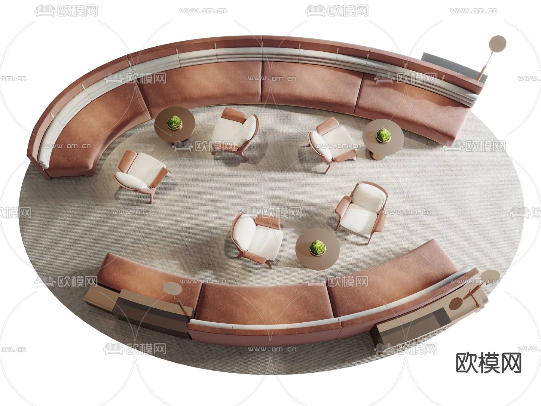 Coffee Table and Armchair Sets - 3D Models - Cafe Interior 3D Scenes - 017 - VRAY Render