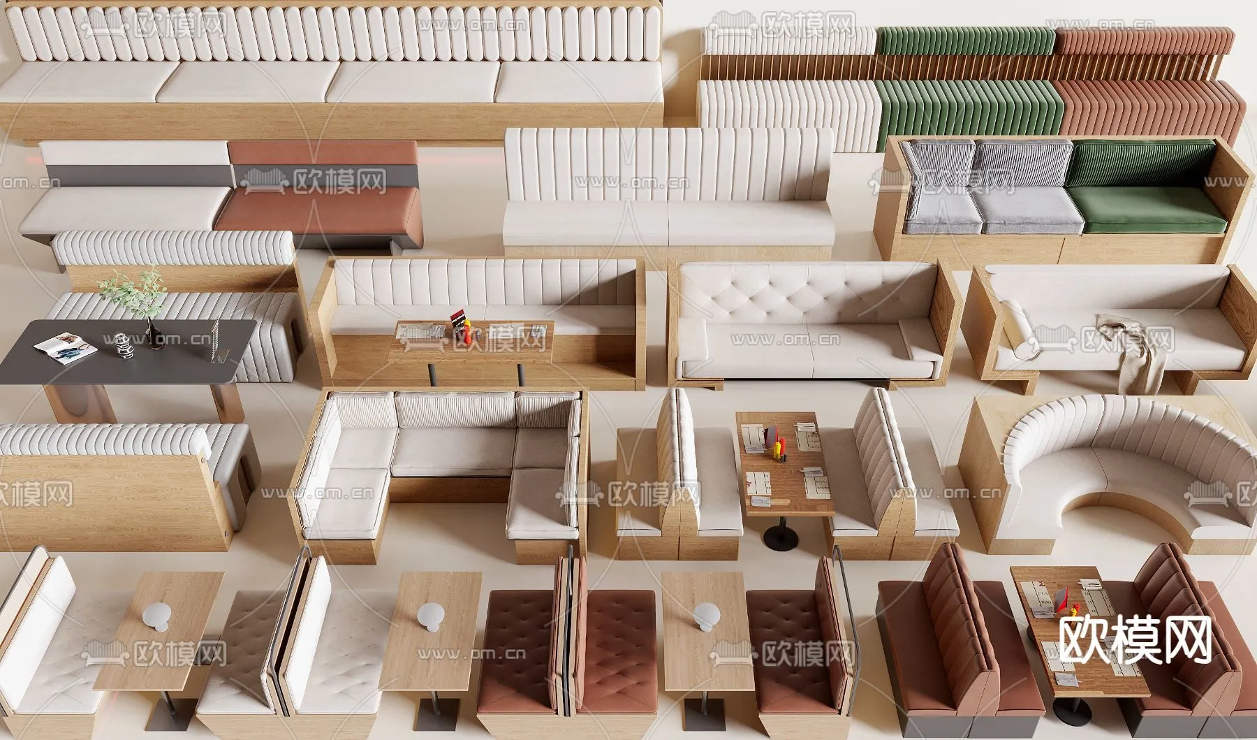 Coffee Table and Armchair Sets - 3D Models - Cafe Interior 3D Scenes - 018 - CORONA Render