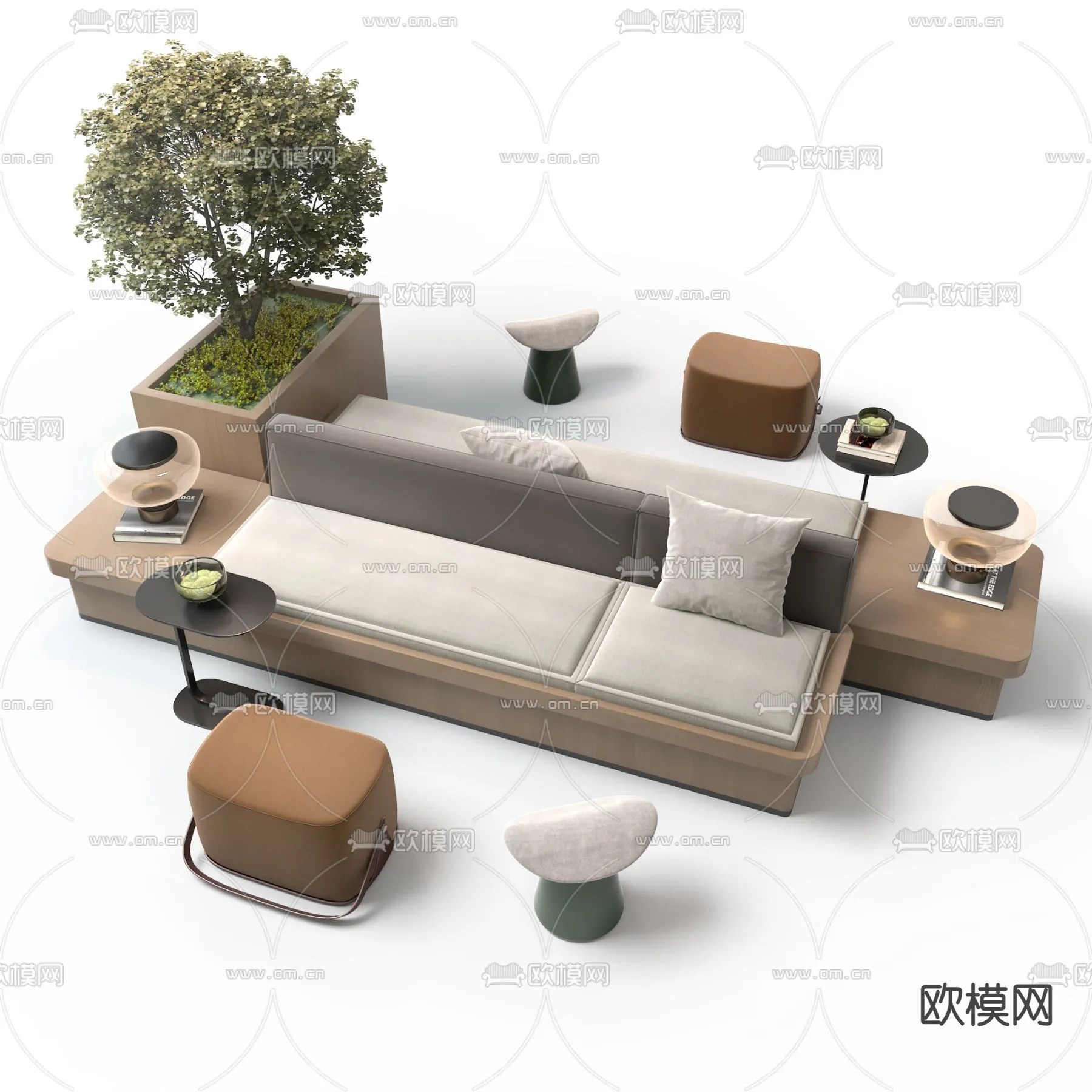 Coffee Table and Armchair Sets - 3D Models - Cafe Interior 3D Scenes - 019 - VRAY Render
