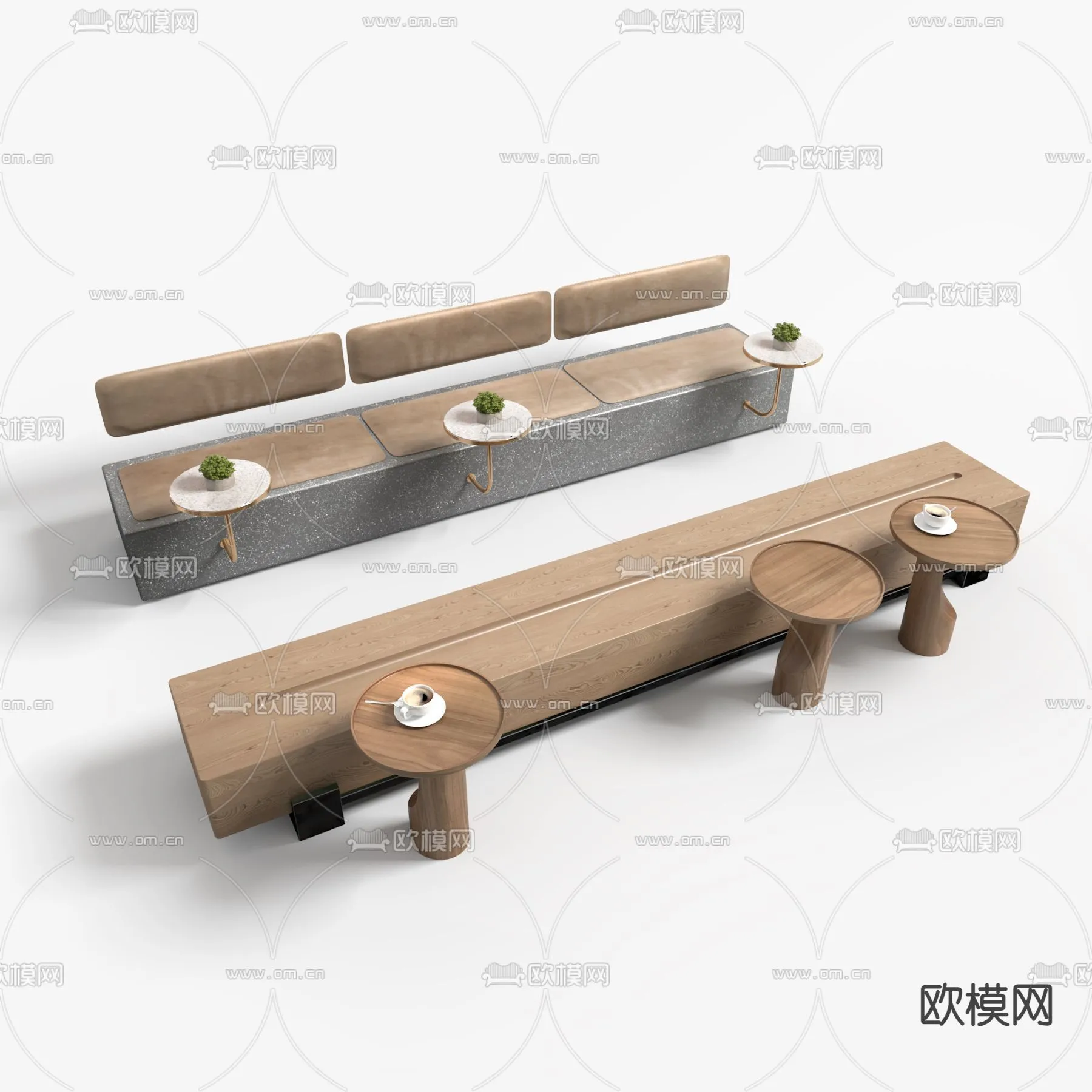 Coffee Table and Armchair Sets - 3D Models - Cafe Interior 3D Scenes - 026 - VRAY Render