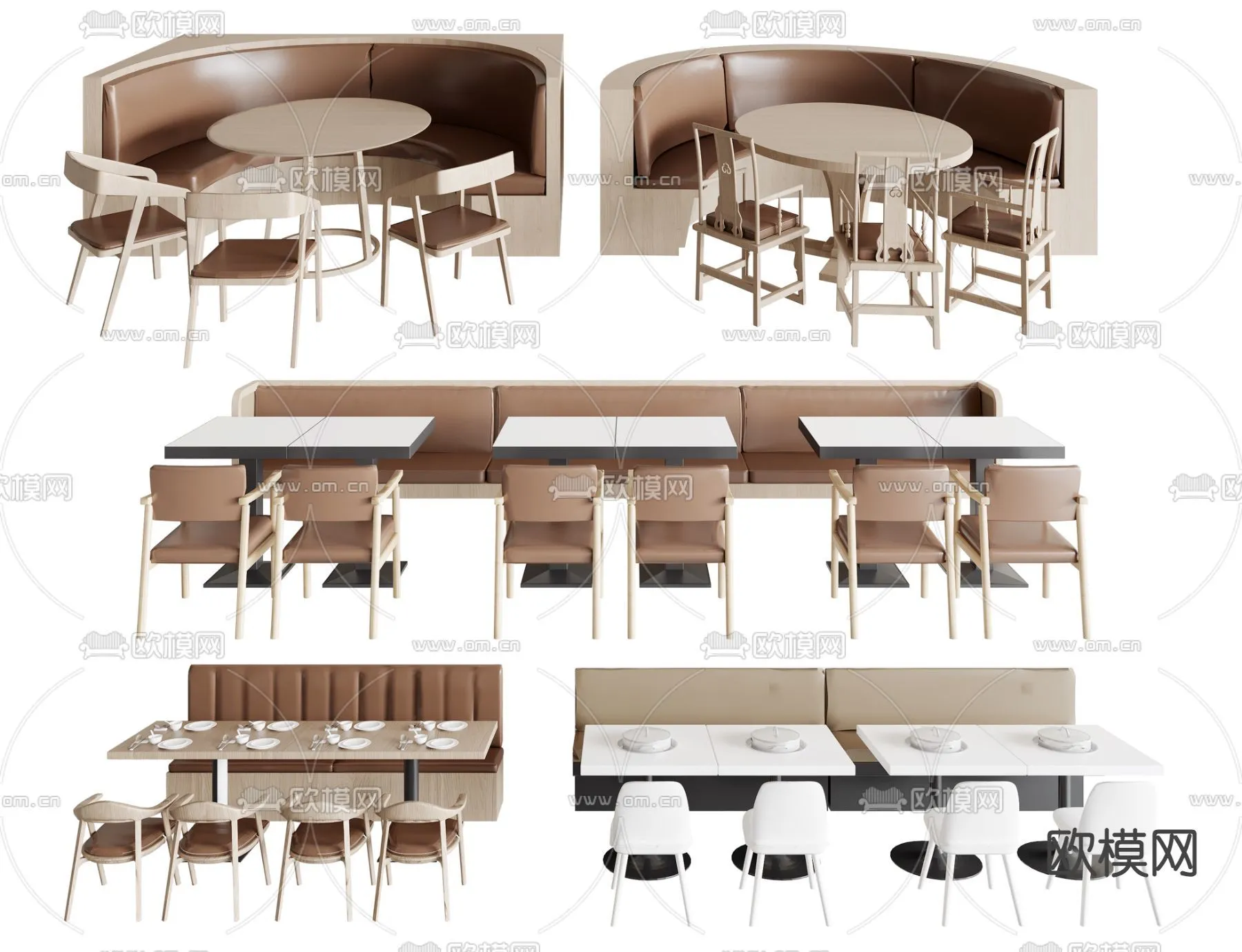 Coffee Table and Armchair Sets - 3D Models - Cafe Interior 3D Scenes - 031 - VRAY Render