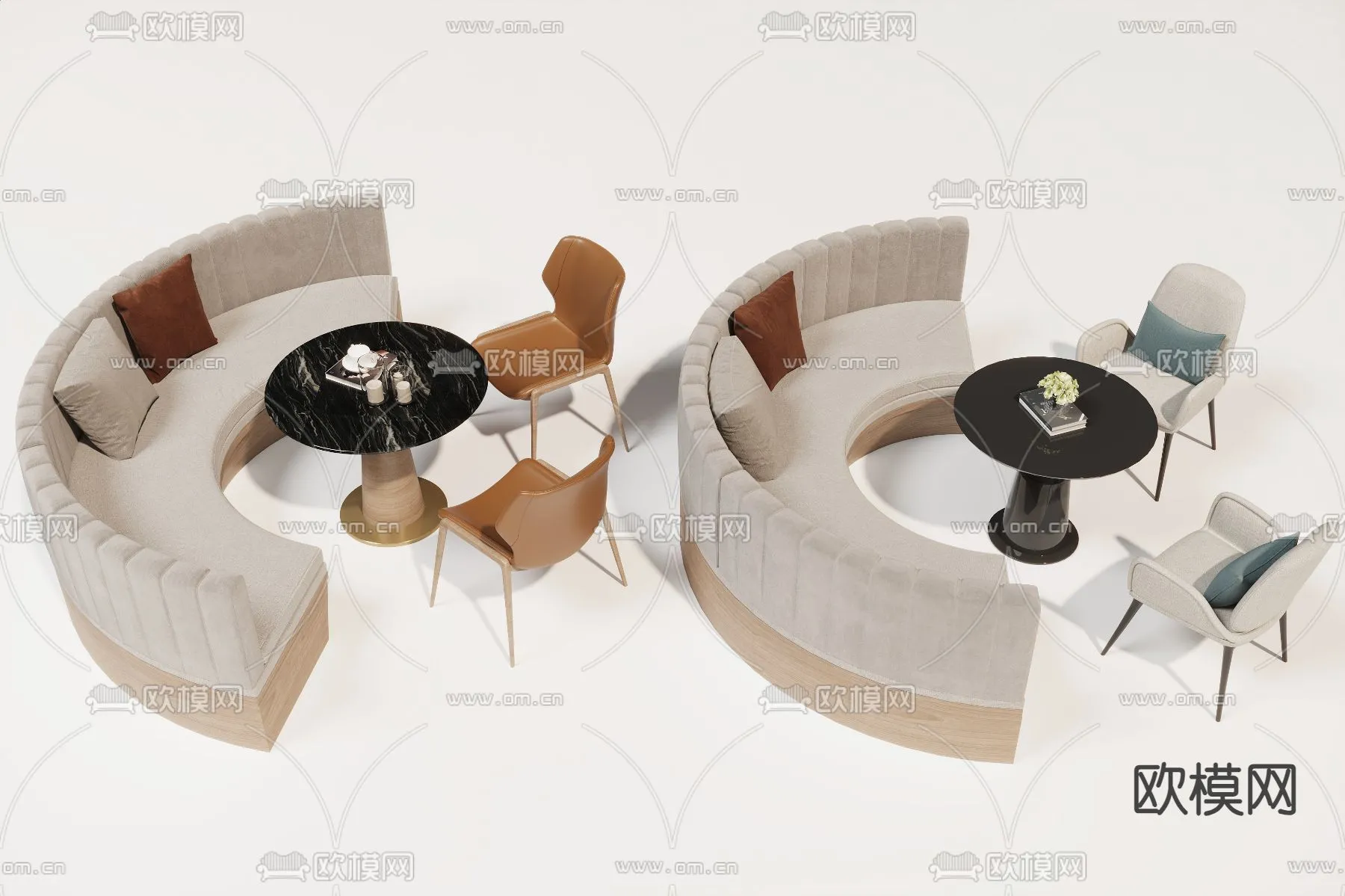 Coffee Table and Armchair Sets - 3D Models - Cafe Interior 3D Scenes - 039 - CORONA Render