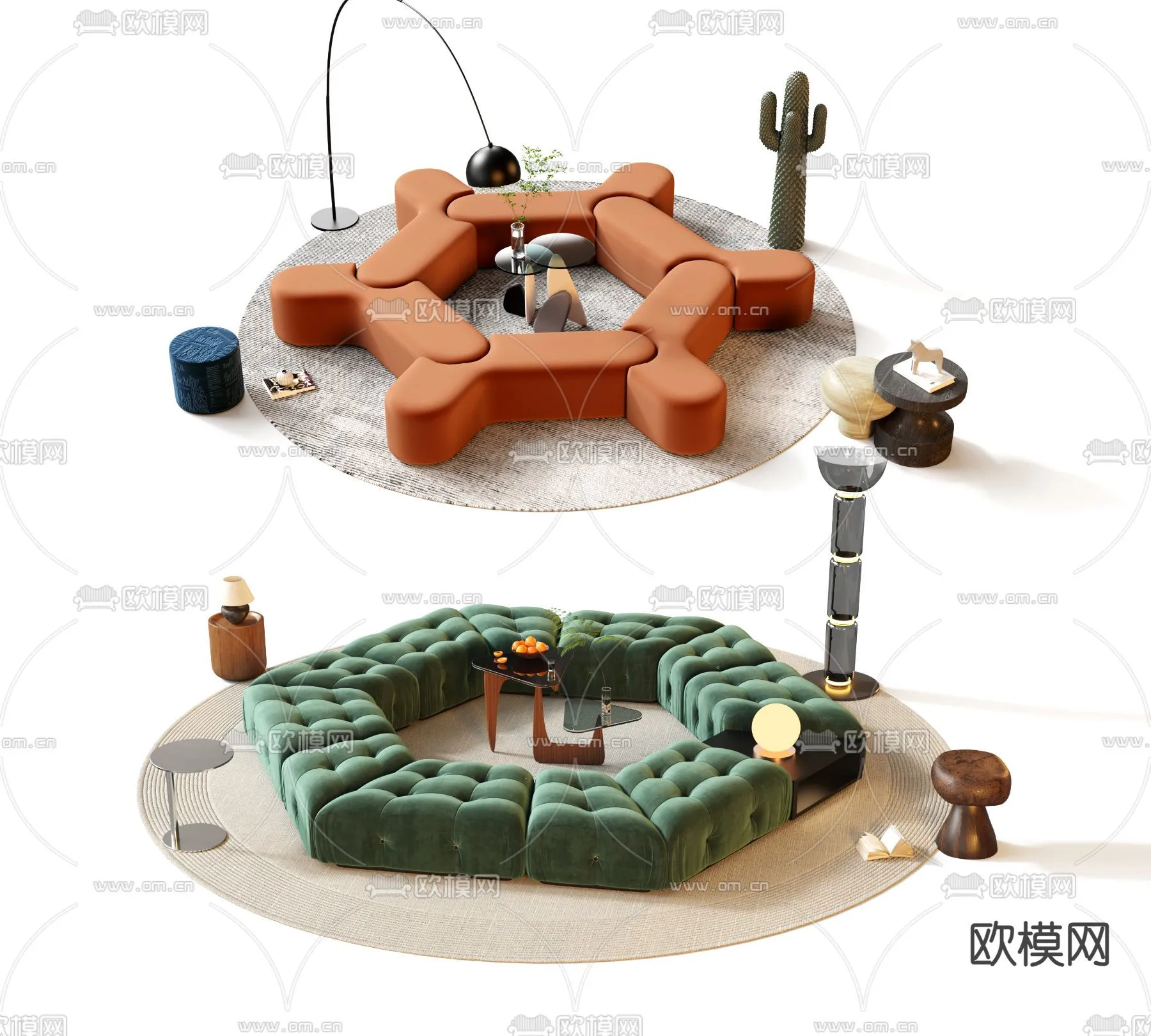 Coffee Table and Armchair Sets - 3D Models - Cafe Interior 3D Scenes - 045 - VRAY Render