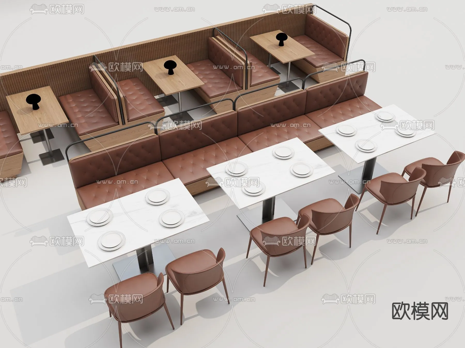 Coffee Table and Armchair Sets - 3D Models - Cafe Interior 3D Scenes - 048 - VRAY Render