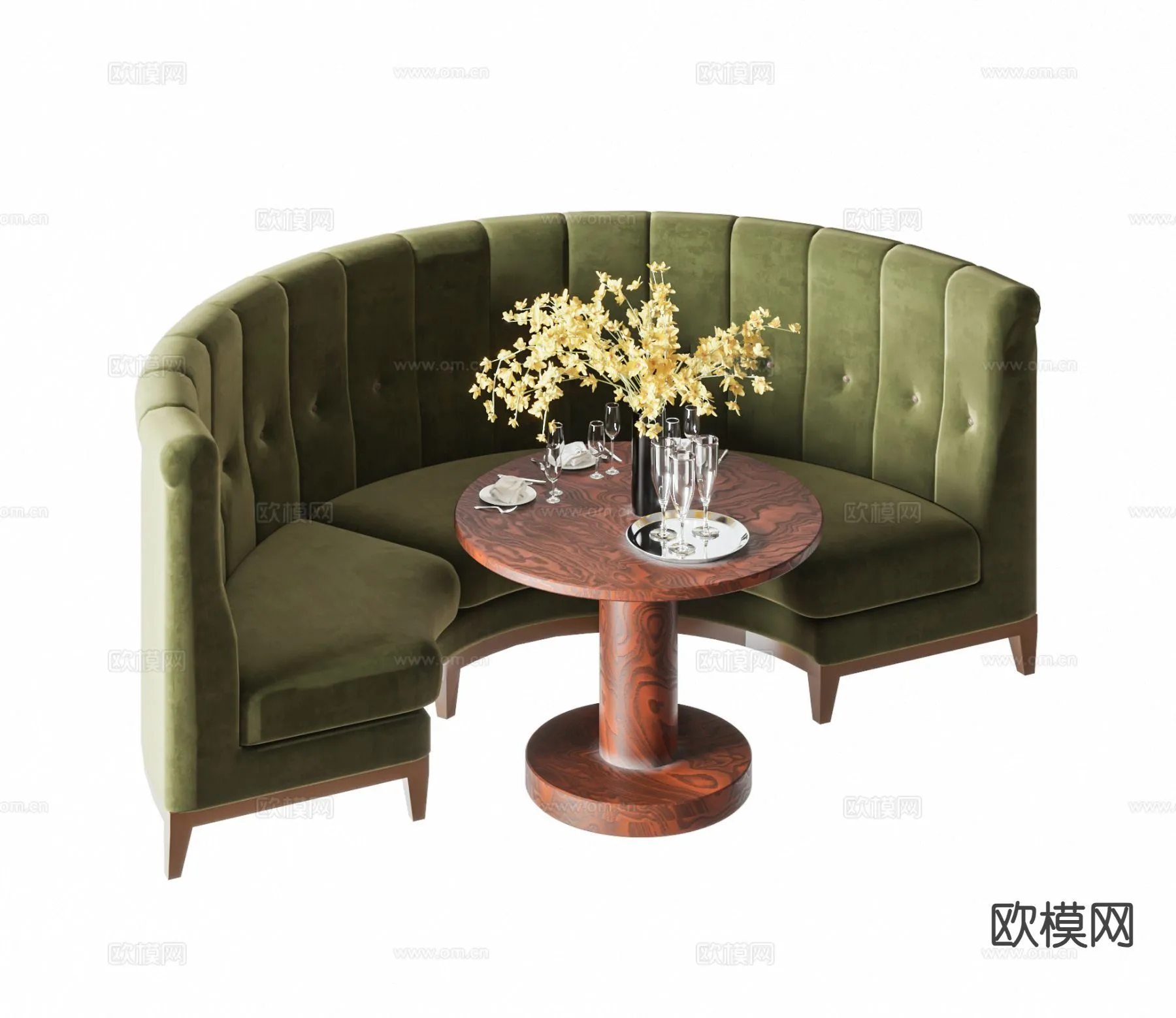 Coffee Table and Armchair Sets - 3D Models - Cafe Interior 3D Scenes - 057 - VRAY Render