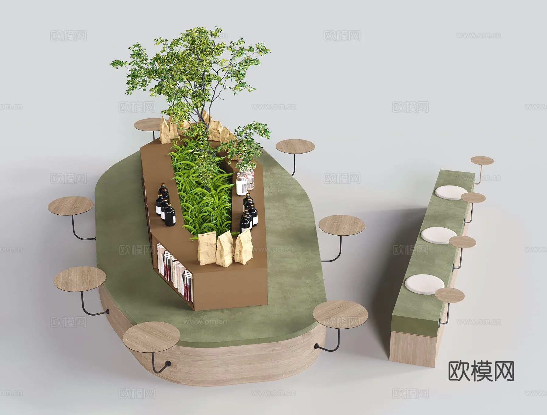 Coffee Table and Armchair Sets - 3D Models - Cafe Interior 3D Scenes - 065 - VRAY Render