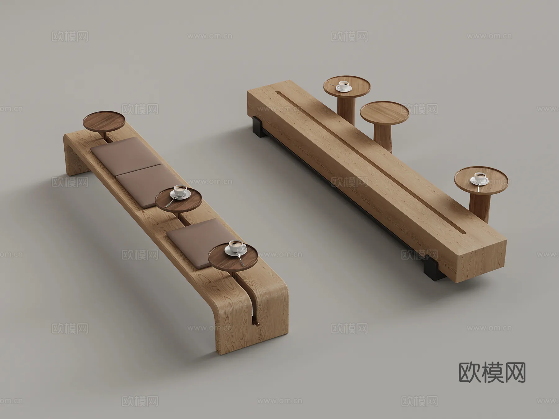 Coffee Table and Armchair Sets - 3D Models - Cafe Interior 3D Scenes - 071 - VRAY Render