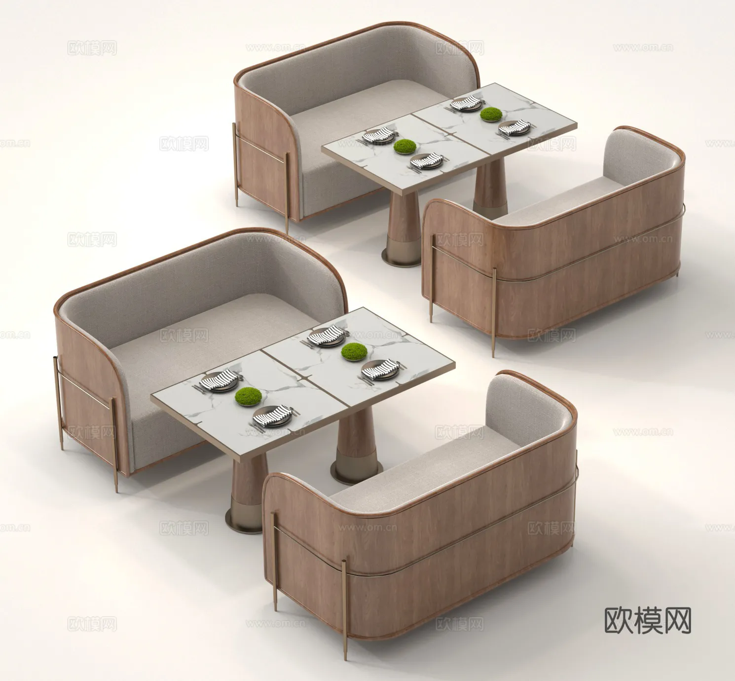 Coffee Table and Armchair Sets - 3D Models - Cafe Interior 3D Scenes - 078 - VRAY Render