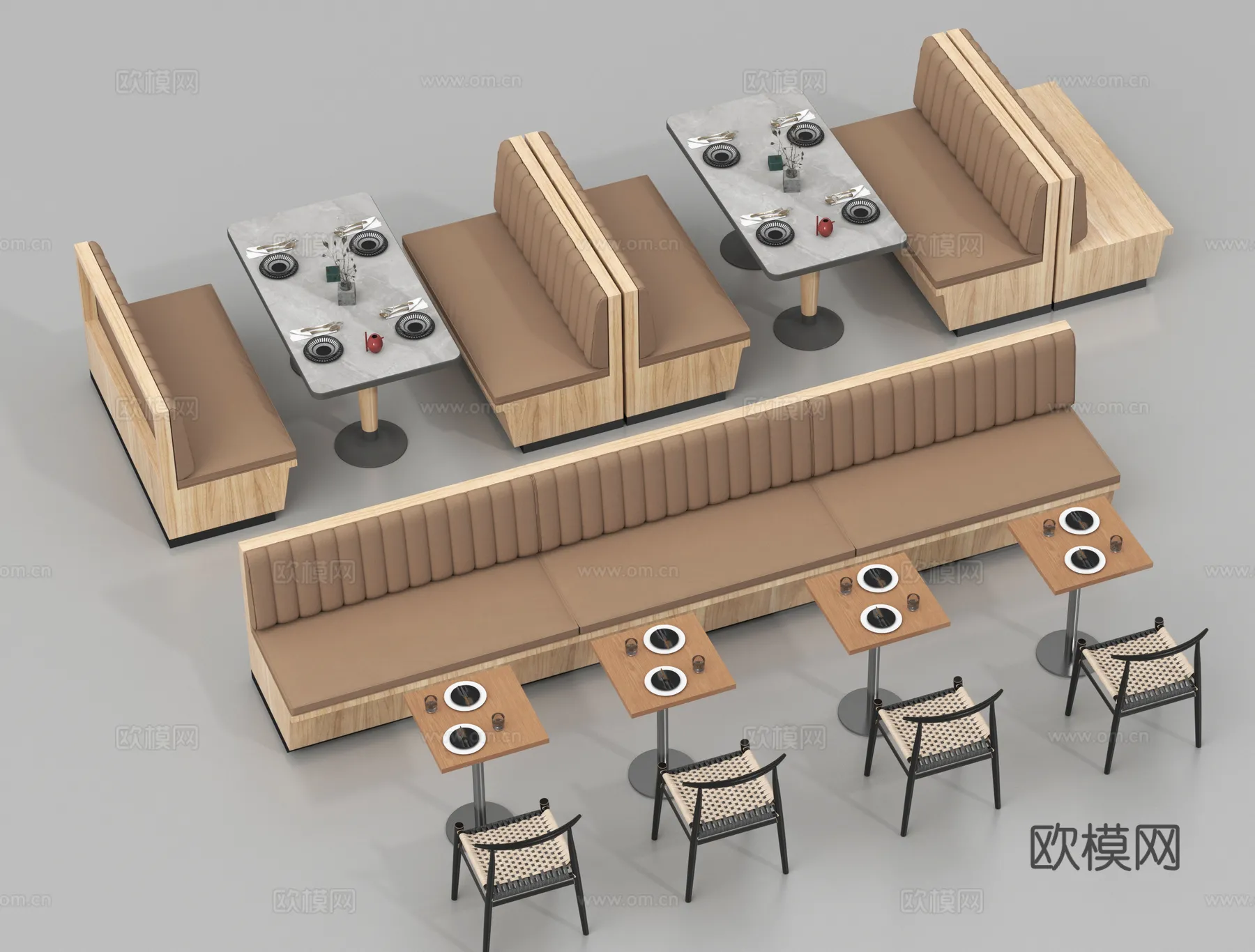 Coffee Table and Armchair Sets - 3D Models - Cafe Interior 3D Scenes - 088 - VRAY Render
