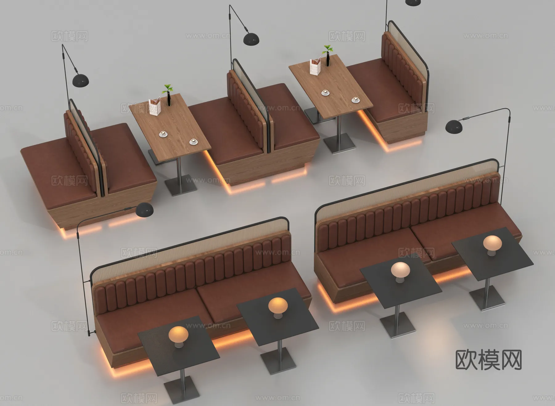 Coffee Table and Armchair Sets - 3D Models - Cafe Interior 3D Scenes - 089 - VRAY Render