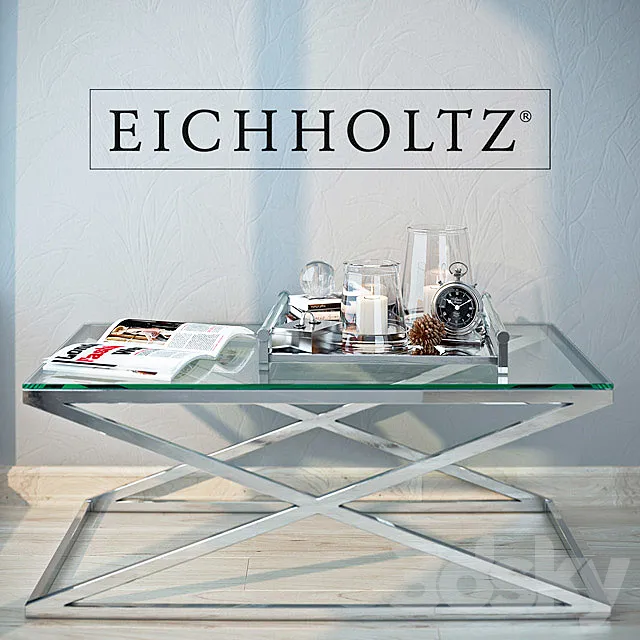 Coffee table Criss Cross by Eichholtz with decor 3DModel