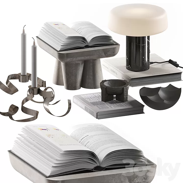 Coffee table decor set 036 3D Model Free