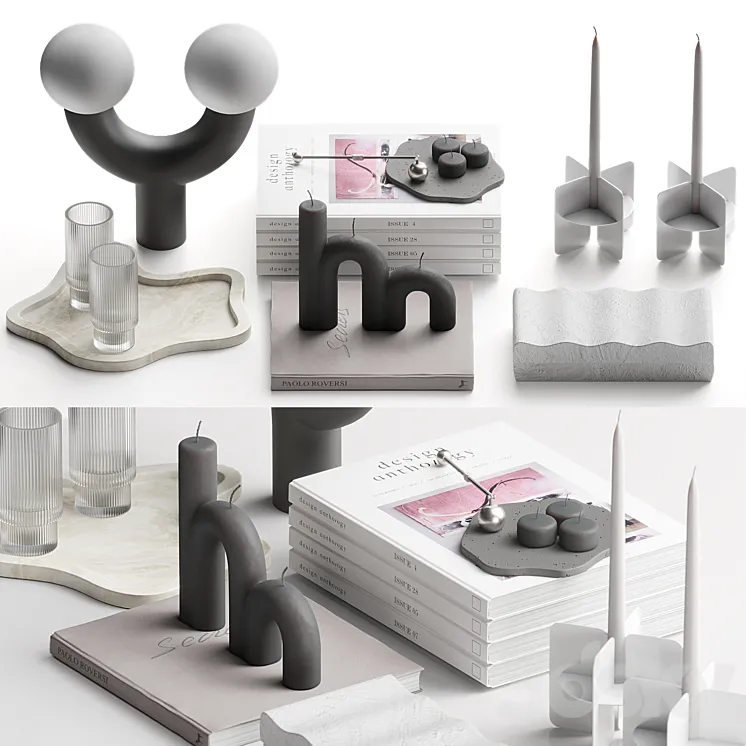 Coffee table decor set 73 3D Model Free