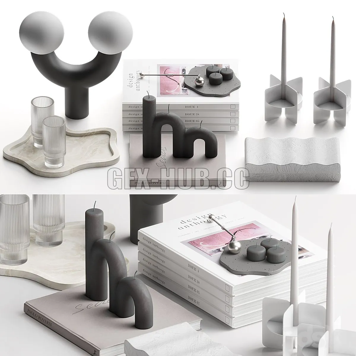 Coffee table decor set 73 3D Model