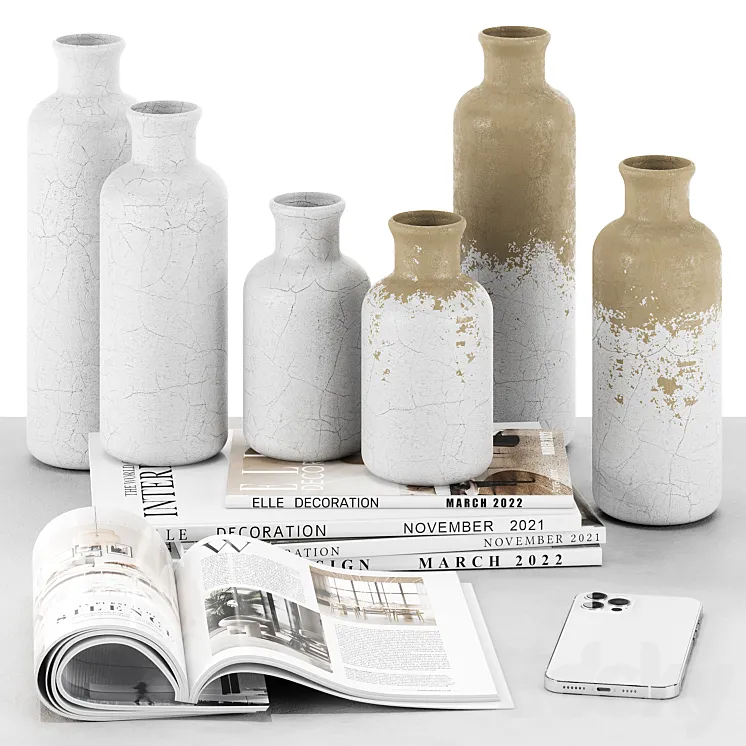 Coffee table decorative set 3D Model Free