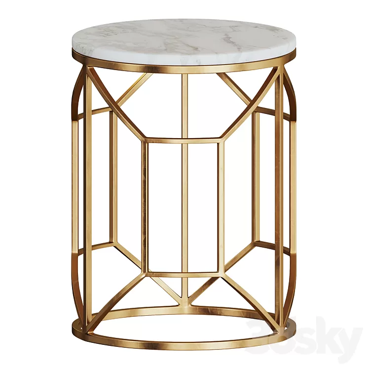 Coffee table in marble and metal by Glasar 3D Model