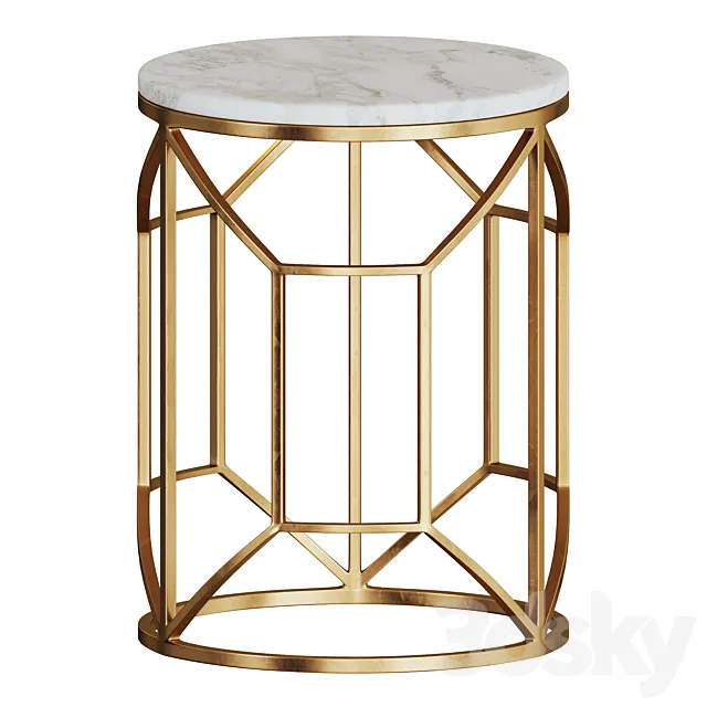 Coffee table in marble and metal by Glasar 3DModel